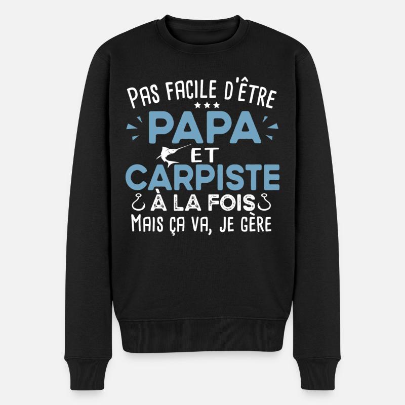 Carpiste homme.Pêcheur. pêche. Poisson cadeau - Pull Premium bio Homme - noir