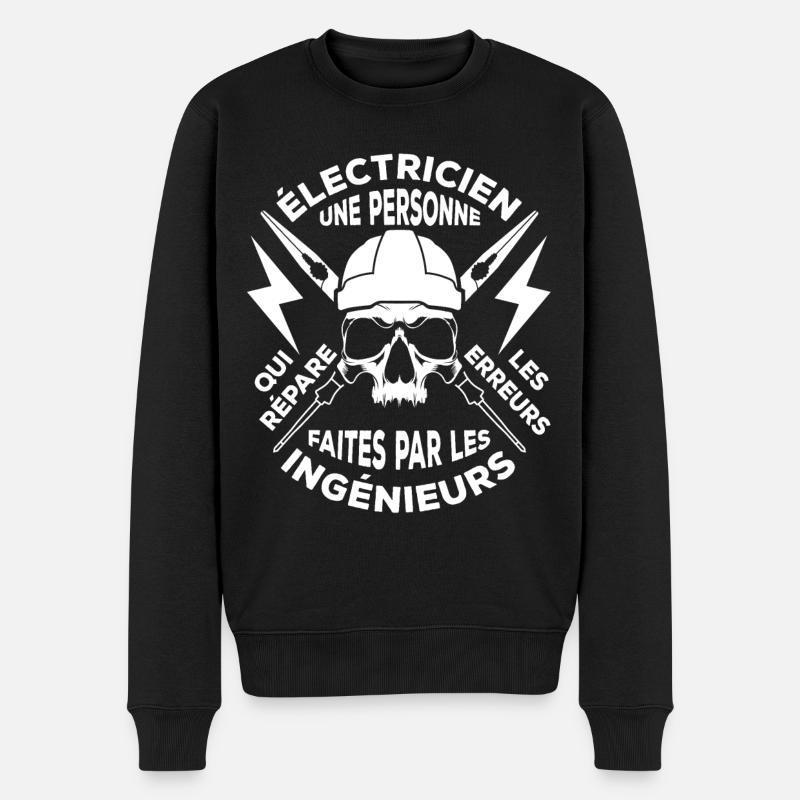 électricien,électriciens,electricien,electriciens - Pull Premium bio Homme - noir