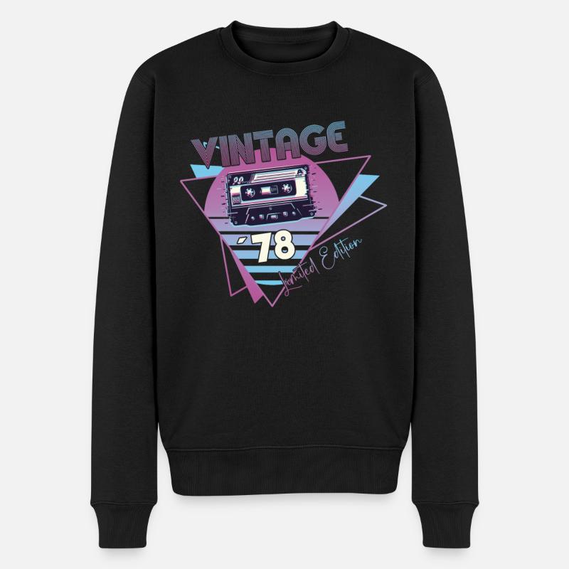 Vintage 1978 Geburtstag Geschenk Retro Kassette - Männer Premium Bio Pullover - Schwarz