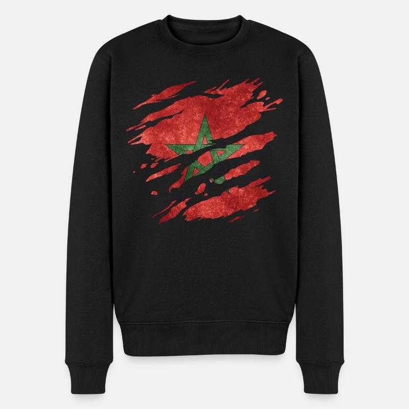Marokko - Nationalfahne, Kratzer, Risse - Männer Premium Bio Pullover - Schwarz