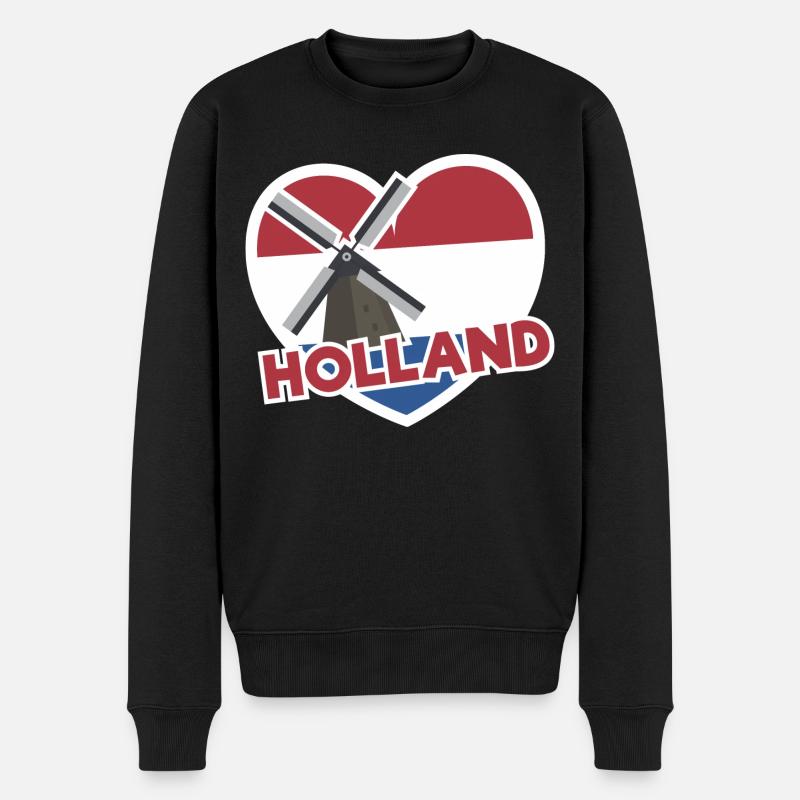 Holland Flagge Grafik - Männer Premium Bio Pullover - Schwarz