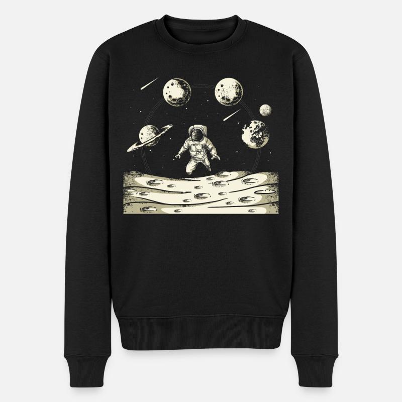 Sonnensystem Astronaut Grafik - Männer Premium Bio Pullover - Schwarz