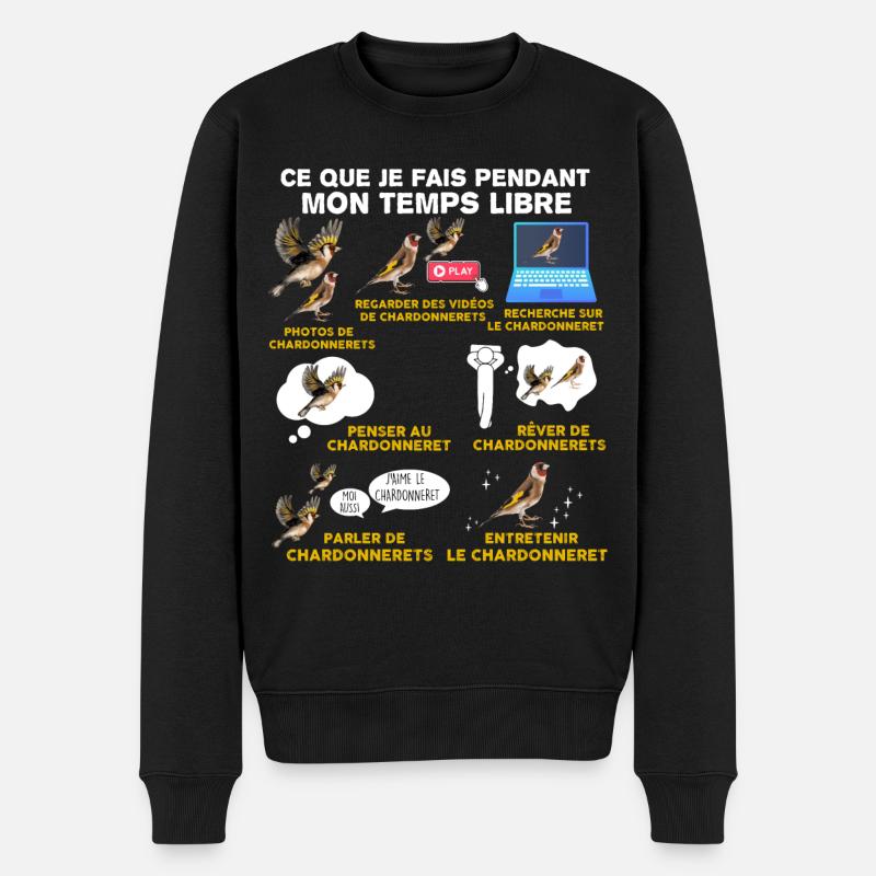 Oiseau, Chardonneret, idée cadeau passion animaux - Pull Premium bio Homme - noir