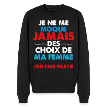 Couple marié citation humour pour mon mari - Pull Premium bio Homme - noir - Devant - Nico (187cm)