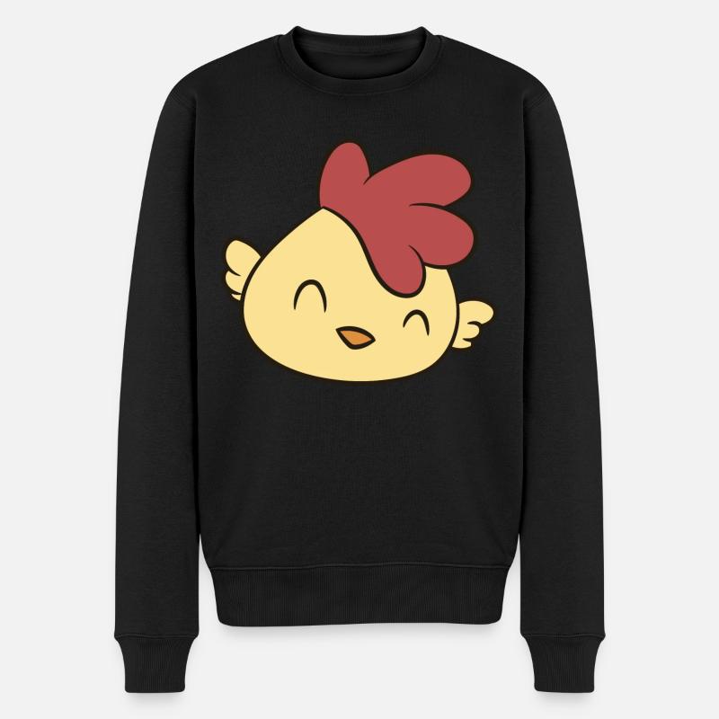 Huhn - Fröhliches Küken - Männer Premium Bio Pullover - Schwarz