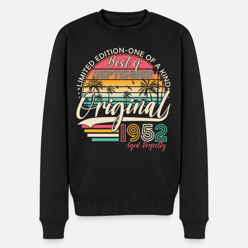 September 1952 Jahrgang Vintage Retro Geburtstag - Männer Premium Bio Pullover - Schwarz