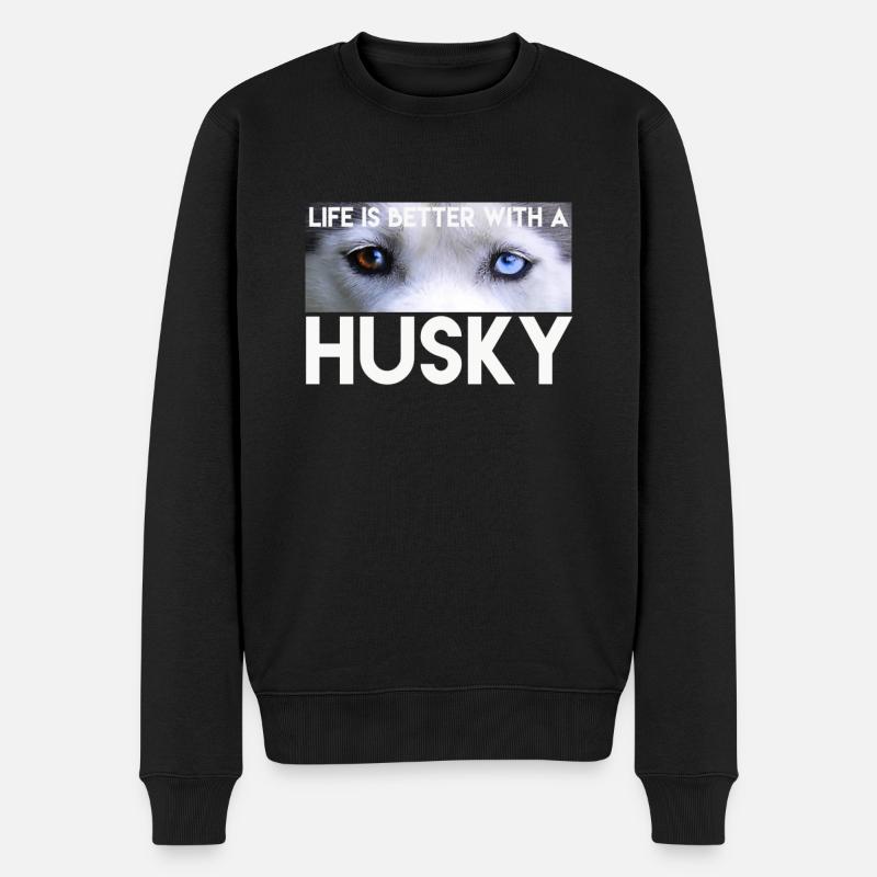 Schlittenhund - Männer Premium Bio Pullover - Schwarz