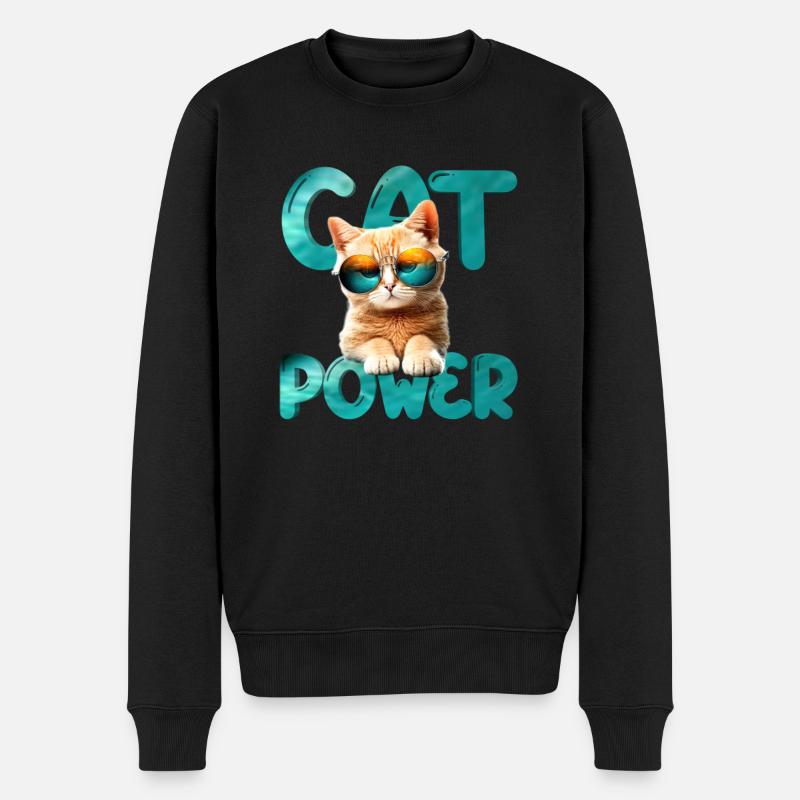 Cat Power - Männer Premium Bio Pullover - Schwarz