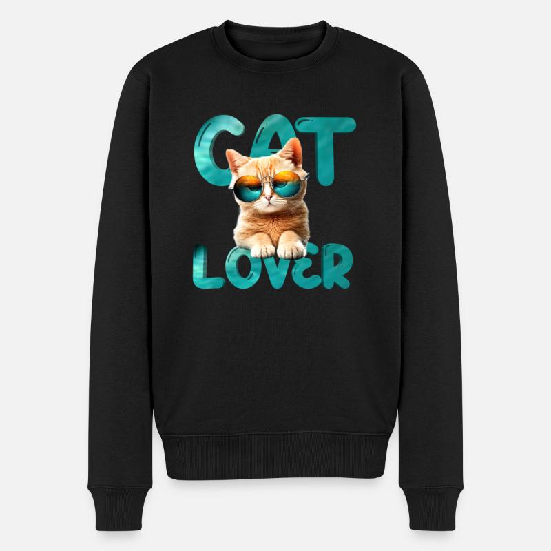 Katzenliebhaber - Männer Premium Bio Pullover - Schwarz