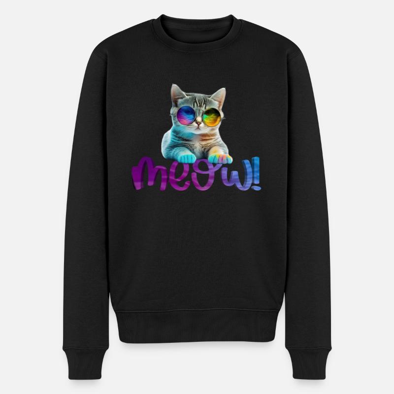 Katze - Miauen - Männer Premium Bio Pullover - Schwarz