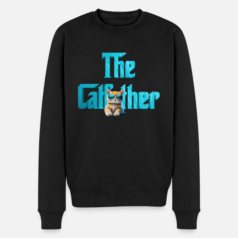 Der Katzenvater - Männer Premium Bio Pullover - Schwarz