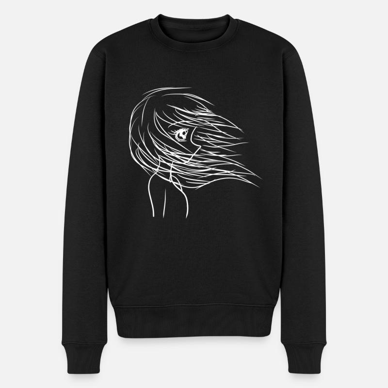 Wind Manga - Männer Premium Bio Pullover - Schwarz