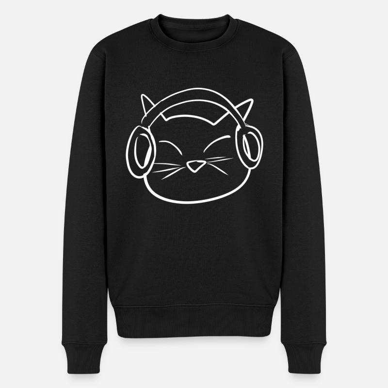 Katze Musik - Männer Premium Bio Pullover - Schwarz