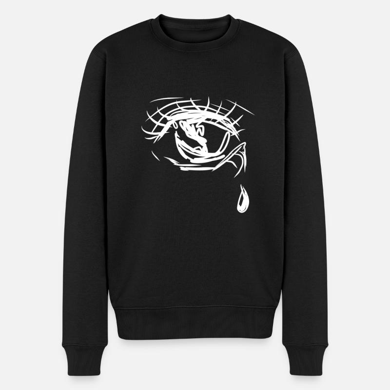 traurig träne - Männer Premium Bio Pullover - Schwarz