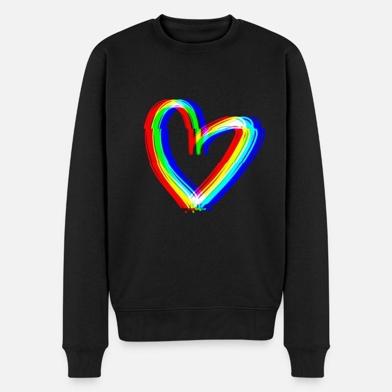 effet cœur 3D symbole amour - Pull Premium bio Homme - noir