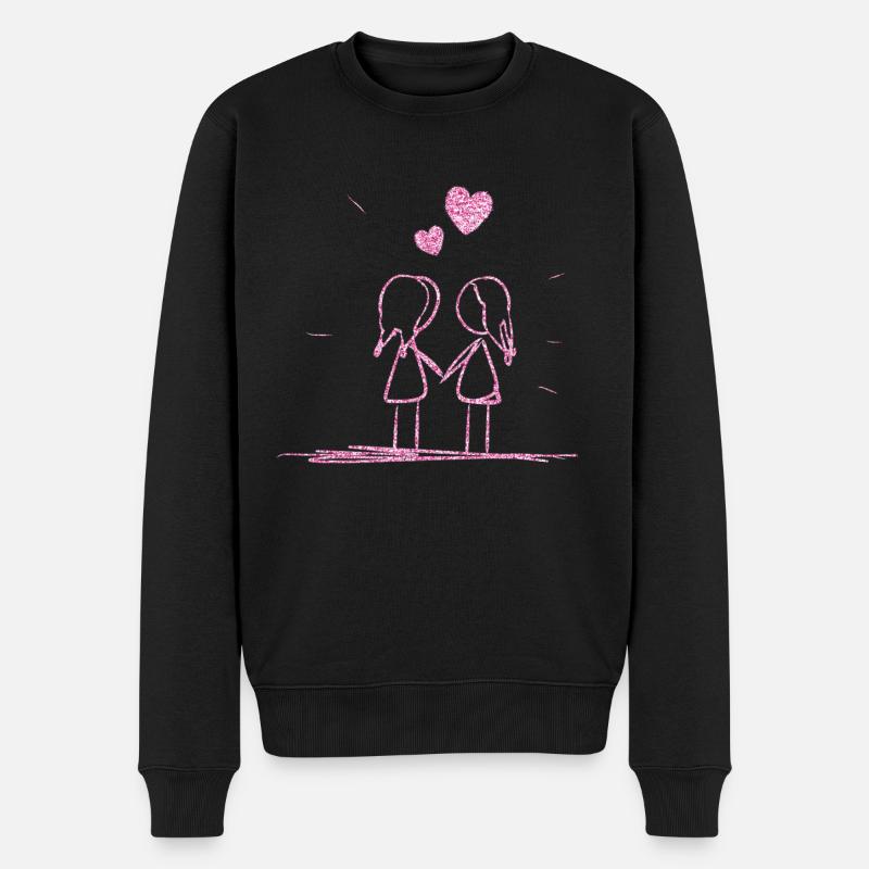 lesbisches liebespaar lesbisch pink glitzer - Männer Premium Bio Pullover - Schwarz