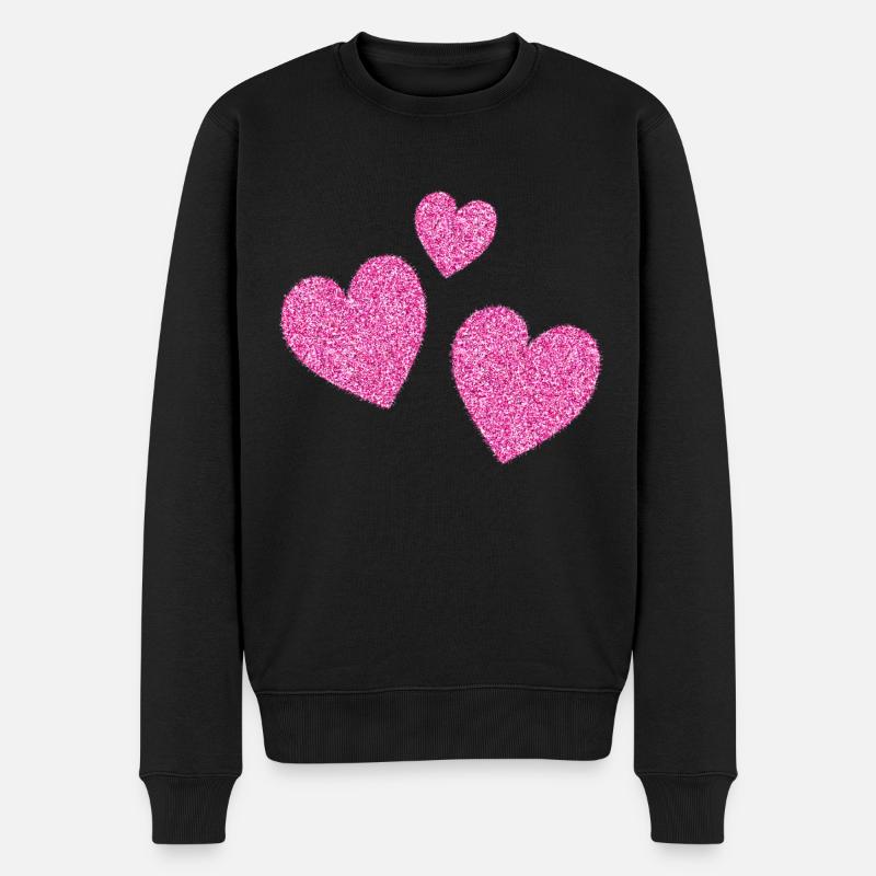 3 pinke glitzernde herzen herz - Männer Premium Bio Pullover - Schwarz