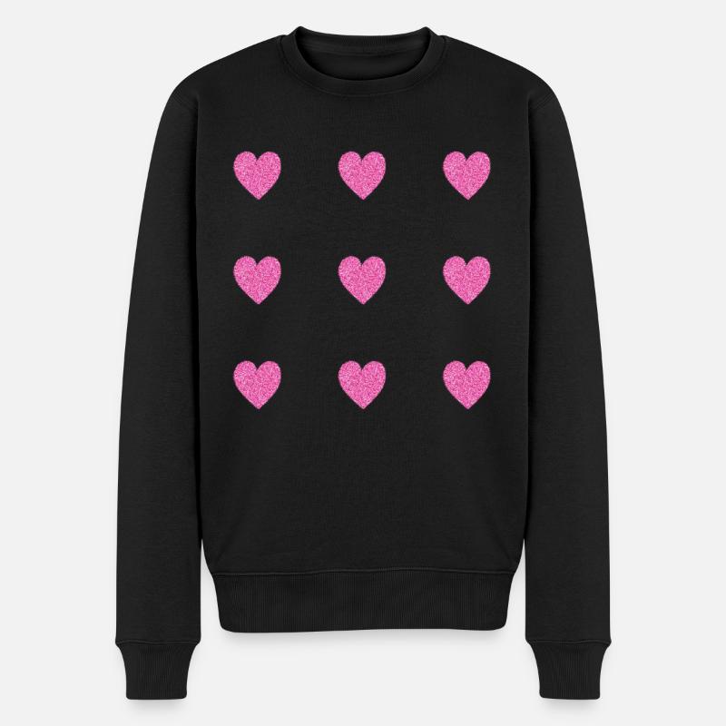 motif de cœur rose scintillant - Pull Premium bio Homme - noir