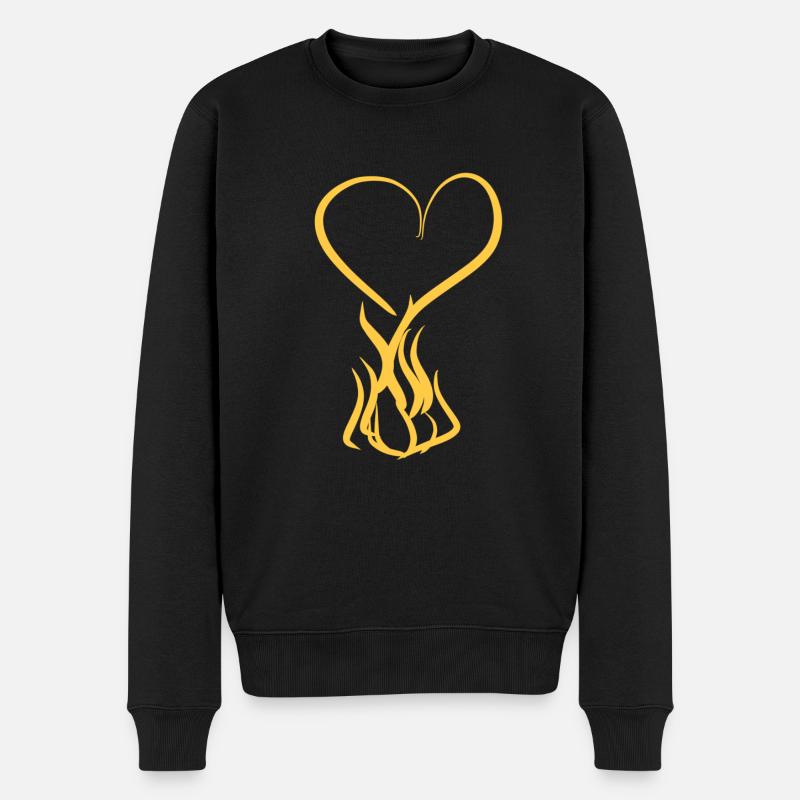cœur feu symbole amour chaud - Pull Premium bio Homme - noir