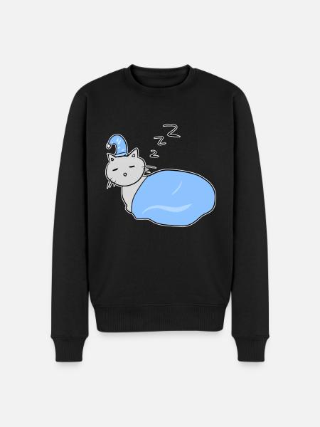 cat tired sleep night animal - Men's Premium Organic Jumper - black