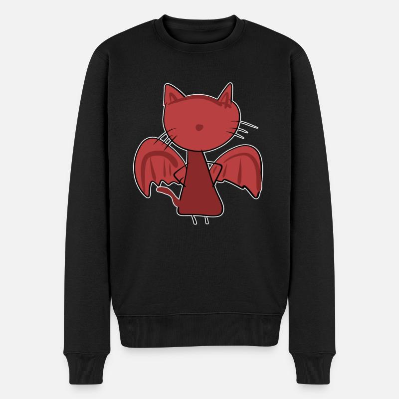 chat maléfique dessin animé diable rouge - Pull Premium bio Homme - noir