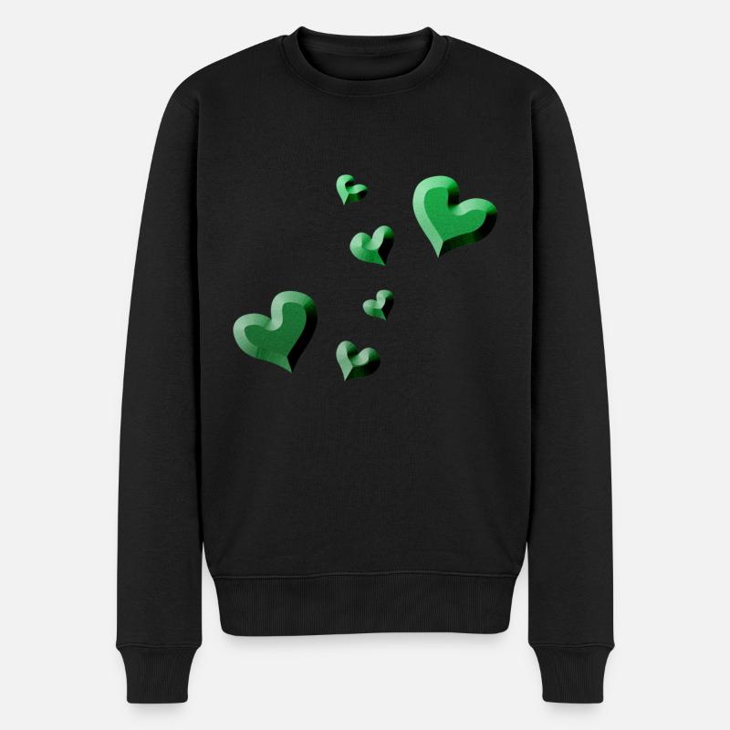 motif de cœur vert paillettes - Pull Premium bio Homme - noir
