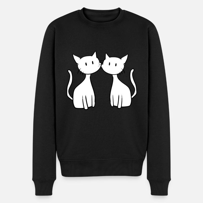 deux amis chats mignons - Pull Premium bio Homme - noir