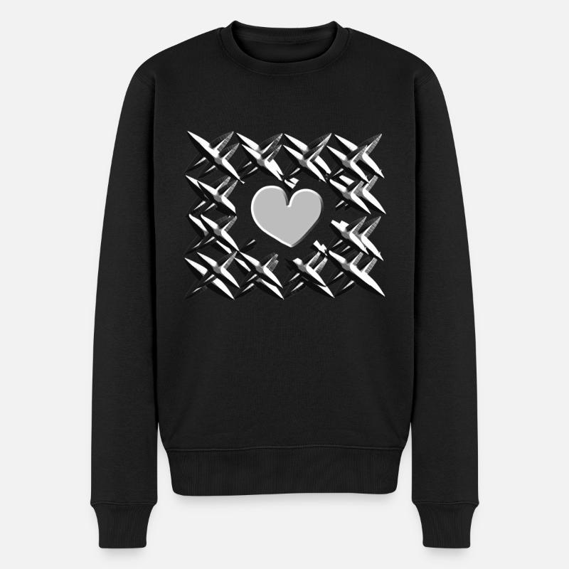 graues herz muster - Männer Premium Bio Pullover - Schwarz