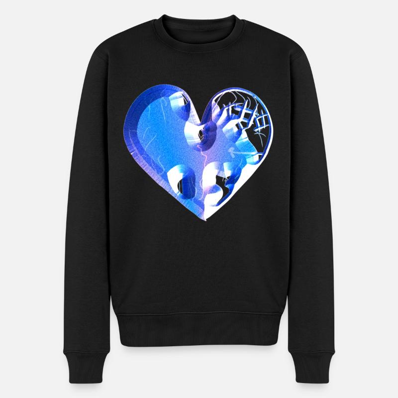 cuore blu glitter cicatrici - Maglione ecologico premium da uomo - nero