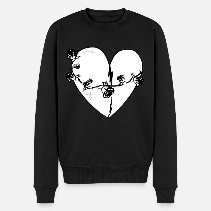 Coeur Rose Cicatrices Symbole Gris - Pull Premium bio Homme - noir