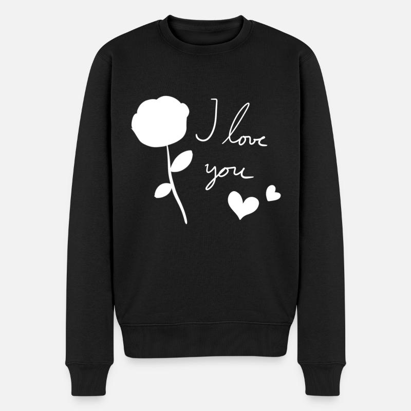 rose blume pflanze symbol ich liebe dich - Männer Premium Bio Pullover - Schwarz