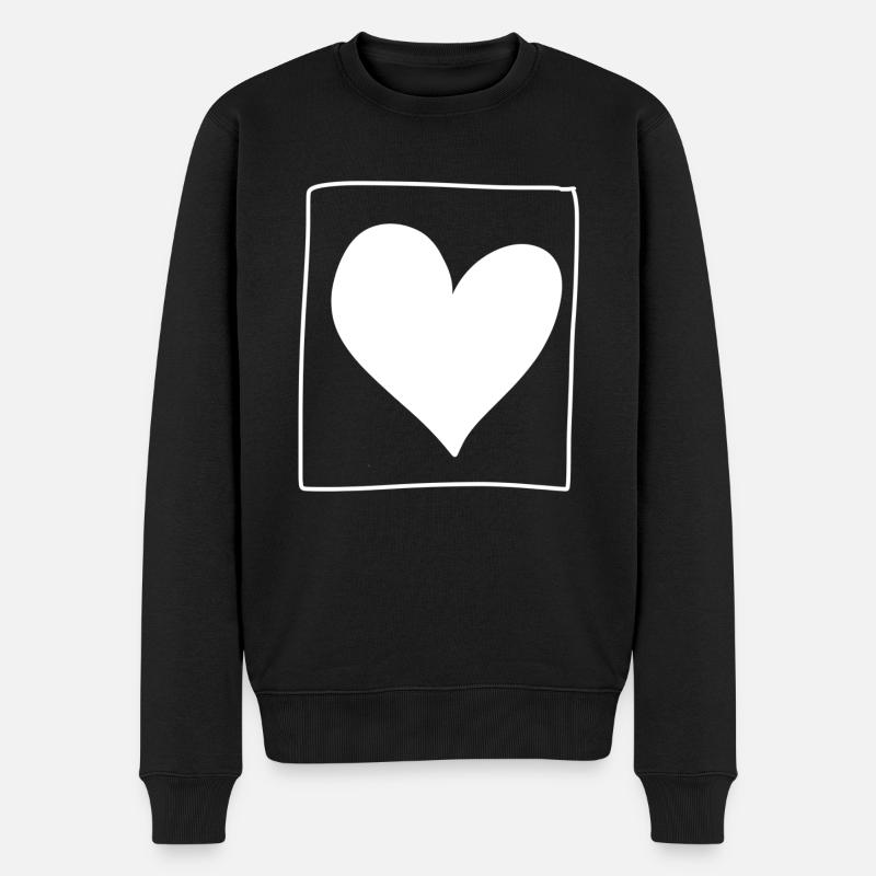 herz quadrat liebe form - Männer Premium Bio Pullover - Schwarz