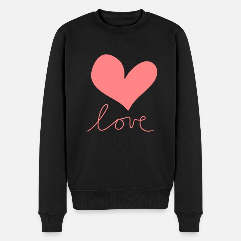 Symbole d’amour coeur rose - Pull Premium bio Homme - noir