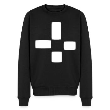 Motif carré quatre formes forme - Pull Premium bio Homme - noir - Devant - Nico (187cm)