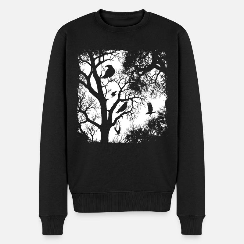 Krähe Rabe Dunkler Wald , Gothic-Grafik - Männer Premium Bio Pullover - Schwarz