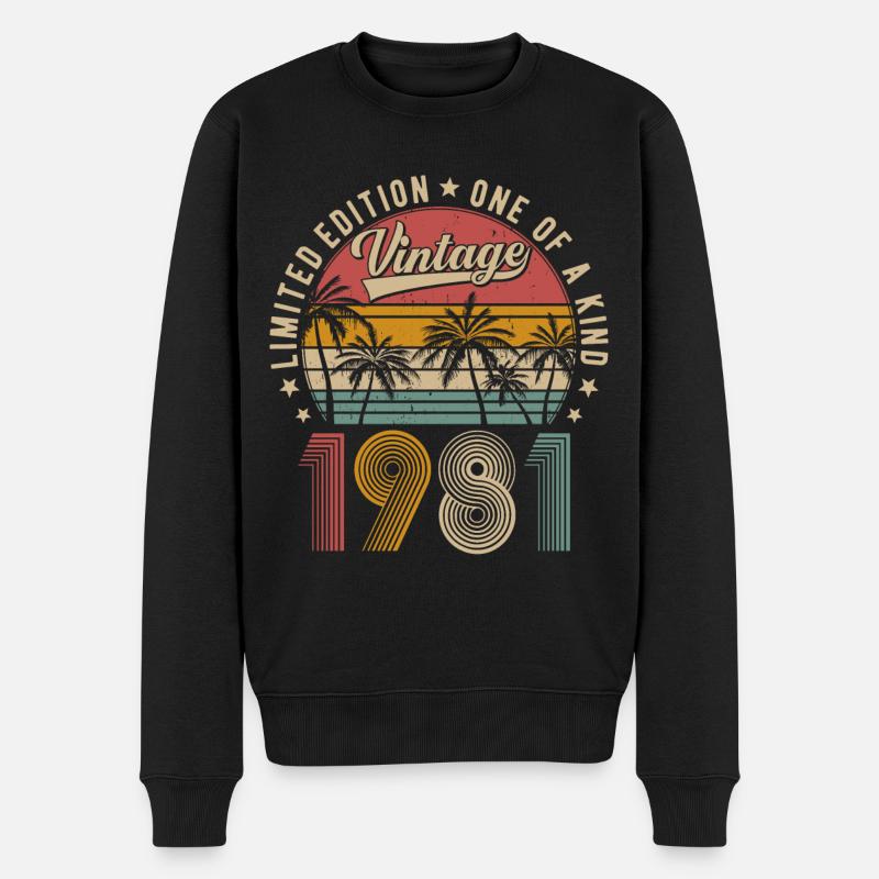 Jahrgang 1981 Vintage Retro Geburtstag Geschenk - Männer Premium Bio Pullover - Schwarz