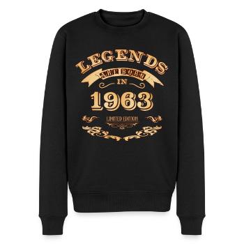 Legends are born in 1963 - Men's Premium Organic Jumper - black - Front - Nico (187cm)