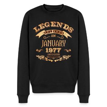 Legends are born in January 1977 - Men's Premium Organic Jumper - black - Front - Nico (187cm)