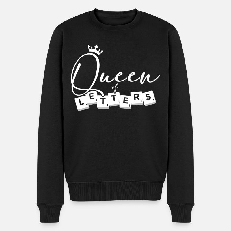 Scrabble Queen Of Letters - Männer Premium Bio Pullover - Schwarz