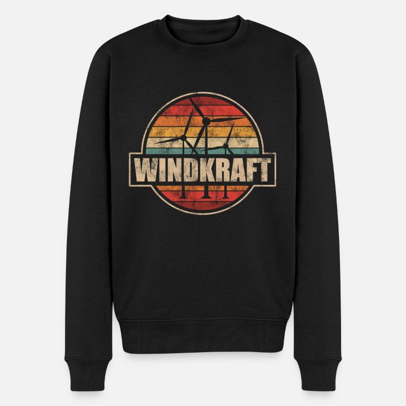 Windenergie Windkraft Windkraftanlage Kraftwerk - Männer Premium Bio Pullover - Schwarz