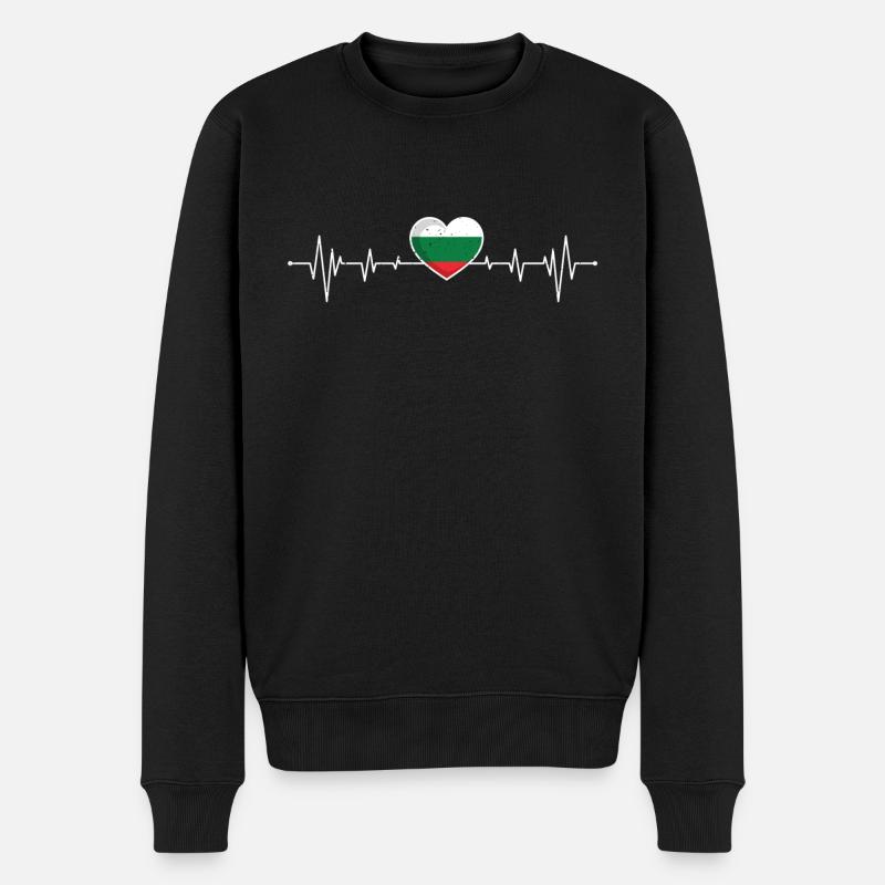 Bulgarien Flagge Bulgare Bulgarin Herzschlag - Männer Premium Bio Pullover - Schwarz