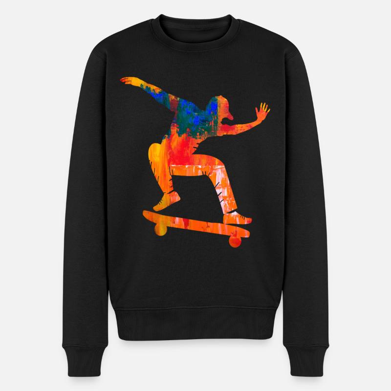 Skateboard - Männer Premium Bio Pullover - Schwarz