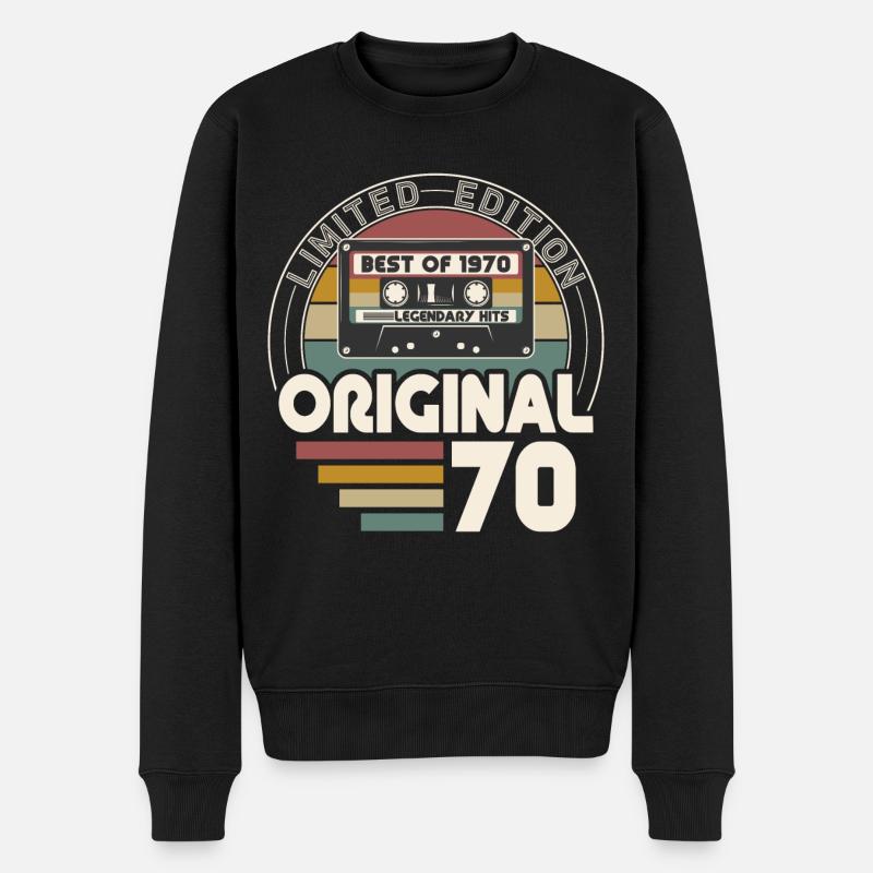 Jahrgang 1970 Retro Vintage Geburtstag Geschenk - Männer Premium Bio Pullover - Schwarz