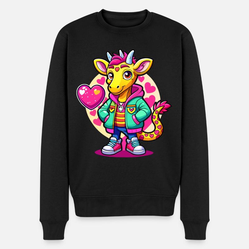 Giraffen-Parade: Coole Giraffe - Männer Premium Bio Pullover - Schwarz