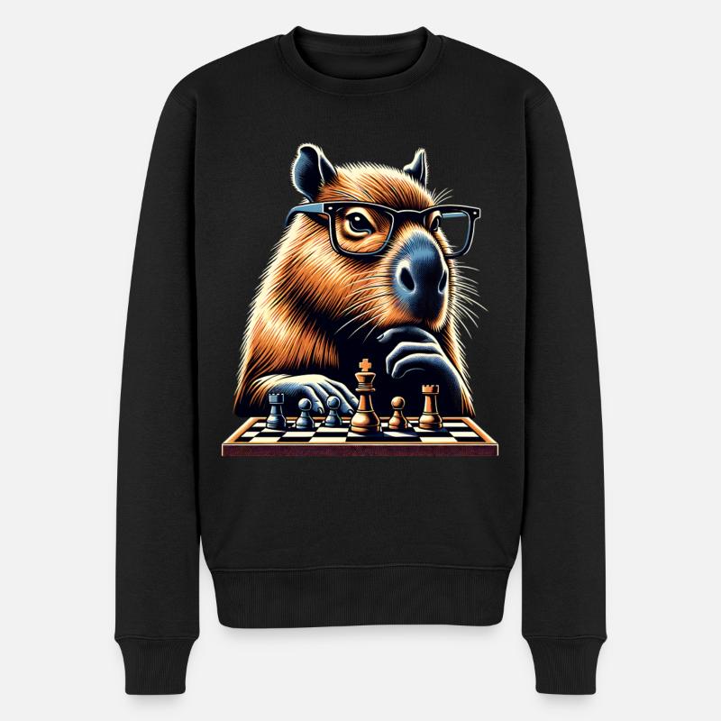 Humour Joueur D'Échecs Capybara - Pull Premium bio Homme - noir