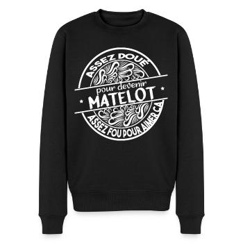 Homme doué fou matelot. Cadeau humour marin mer - Pull Premium bio Homme - noir - Devant - Nico (187cm)