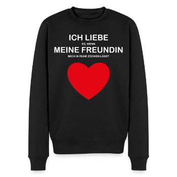 Ich liebe meine Freundin - Männer Premium Bio Pullover - Schwarz - Vorne - Nico (187cm)