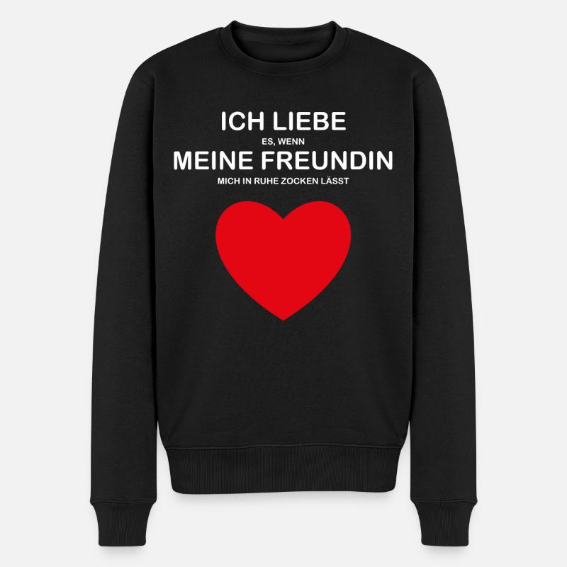 Ich liebe meine Freundin - Männer Premium Bio Pullover - Schwarz