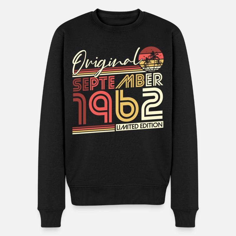 September 1962 Jahrgang Vintage Retro Geburtstag - Männer Premium Bio Pullover - Schwarz