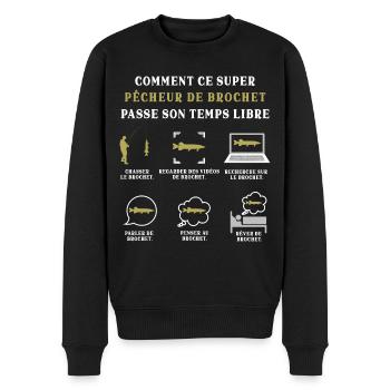 Pêcheur de Brochet Pêche Humour Peche - Pull Premium bio Homme - noir - Devant - Nico (187cm)